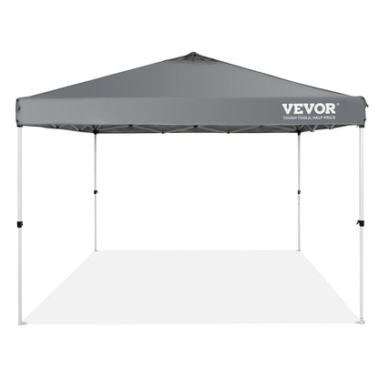 US Local VEVOR Pop Up Canopy Tent, 10 X 10 Ft, 250 D PU Silver Coated Tarp, With Portable Roller Bag And 4 Sandbags, Waterproof And Sun Shelter Gazebo For Outdoor Party, Camping, Commercial Events, Dark Gray