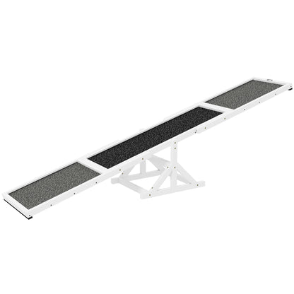 US Local Wooden Dog Agility Seesaw For Training And Exercise, Weather Resistant, 83 L X 16 W X 14 H, White