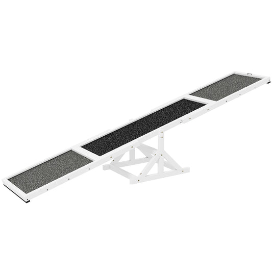 US Local Wooden Dog Agility Seesaw For Training And Exercise, Weather Resistant, 83 L X 16 W X 14 H, White