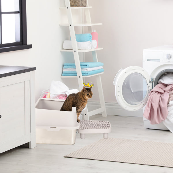 US Local Stainless Steel With Plastic, Buckle Style With Shovel, Foot Pad, White Litter Box