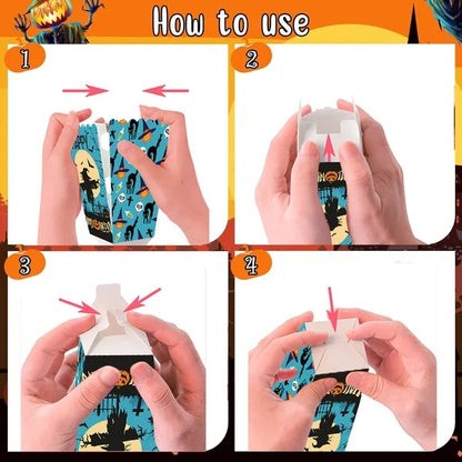 US Local 12 Pcs Halloween Popcorn Box 3 Designs Spooky Halloween Trick Or Treat Boxes Bloody Theme Party Favor Snack Boxes Candy Cookie Container Paper Boxes For Halloween Holiday Party Supply