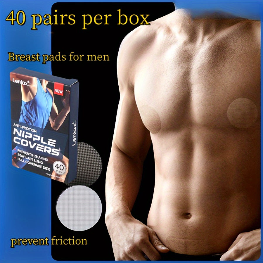 US Local Anti-Chafing Men's Nipple Covers For Running, Cycling, And Endurance Or Long-Distance Sports, Waterproof And Sweatproof Adhesive, Large Anti-Friction Guard, 40 Pairs