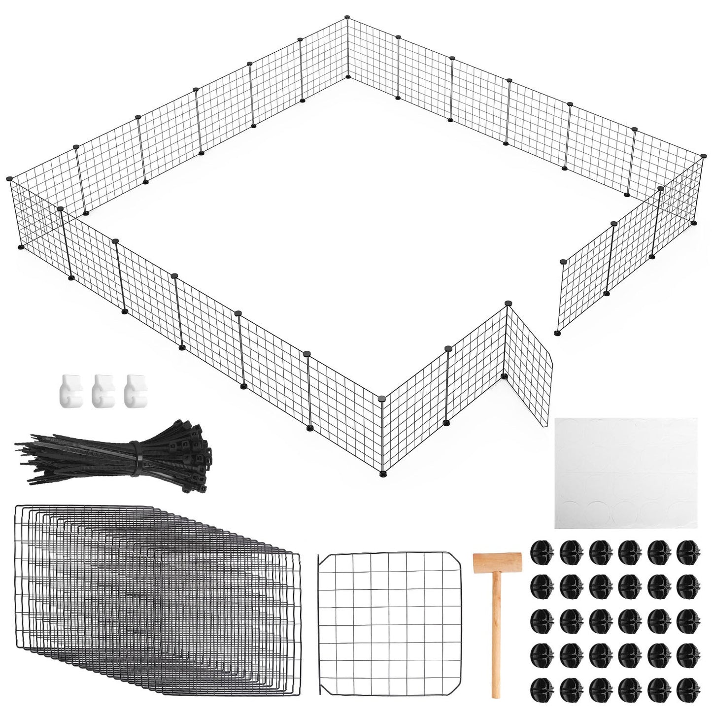 US Local 1Pc Small Animal Playpen With Door Dog Metal Playpen Small Medium Kitten Puppy Guinea Pig Rabbit Kennel Small Animal Cage Metal Wire Fence For Indoor Outdoor Yard Camping