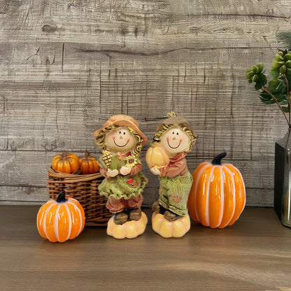 American Pastoral Scarecrow Thanksgiving Harvest Festival Pumpkin Desktop Doll Ornaments Resin Crafts Creative