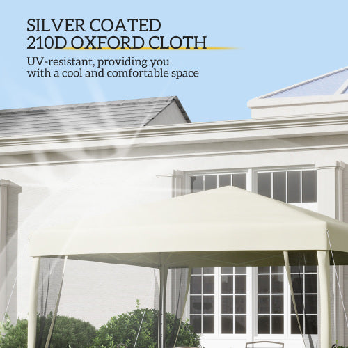 UK Local Outsunny 3 X 3m Pop Up Gazebo With 4 Mesh Sides And Carry Bag, Height Adjustable Party Canopy Tent, Portable Garden Outdoor