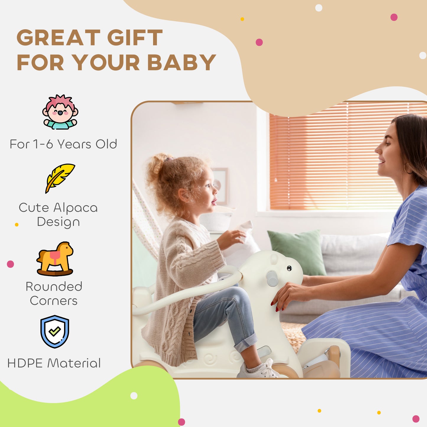 US Local 1 Kids Rocking Horse with Detachable Base