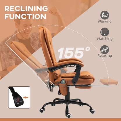 US Local 7-Point Vibrating Massage Office Chair High Back Massaging Office Desk Chair With Lumbar Support, Footrest, Light Brown