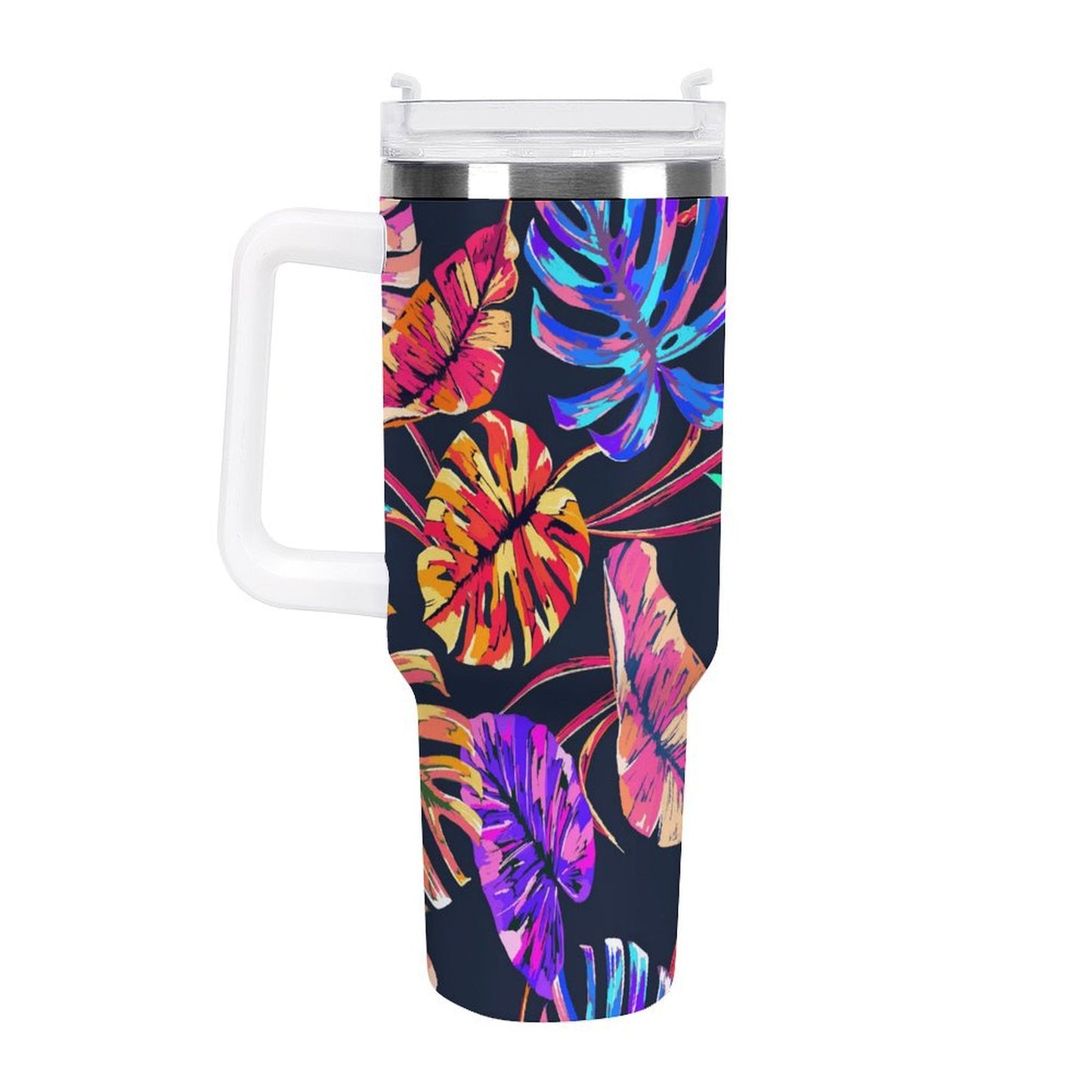 PHDT00413 POD US Local Tumbler 40 oz Large Capacity Car Cup Monstera, Purple, Pink, Tropical
