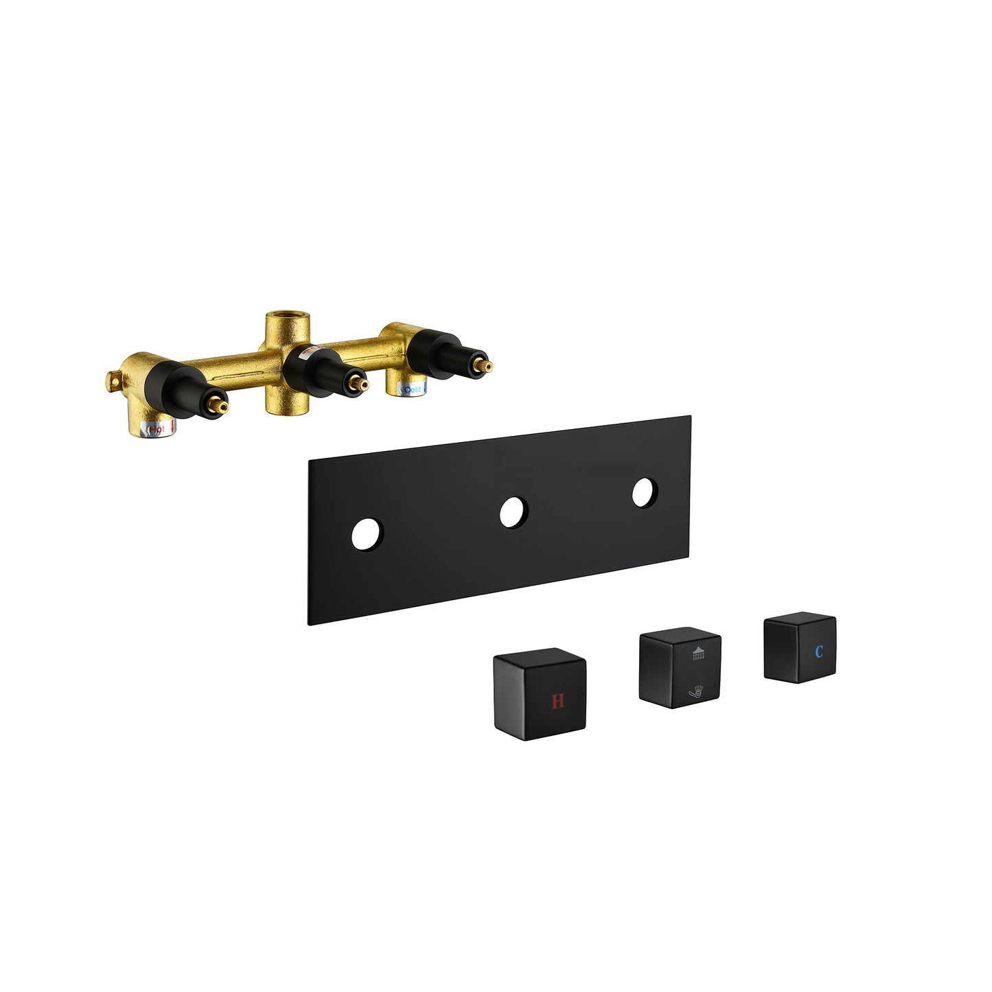 US Local Brass Matte Black Shower Faucet With Shower System,10 Inch Shower Head And Handheld Spray Bathroom Combination
