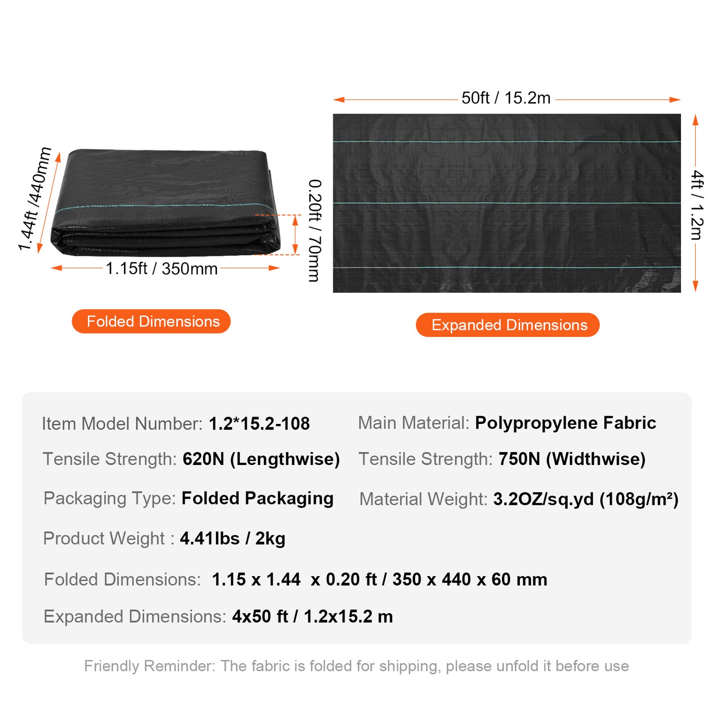 US Local VEVOR Weed Barrier Landscape Fabric   Heavy Duty Woven PP Weed Control Mat