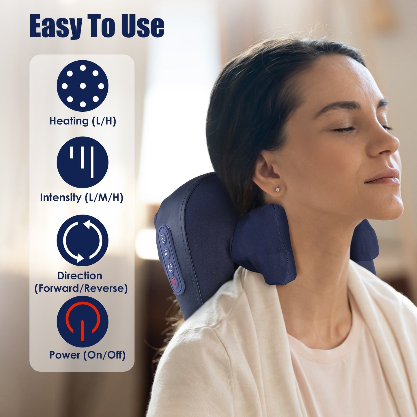 US Local 1 Set Cordless Neck Shoulder Massager With Soothing Heating 3 Intensity Levels 2 Heating Levels Electric 4D Shiatsu Deep Kneading Pillow For Back Traps Gifts For Family  Home Car