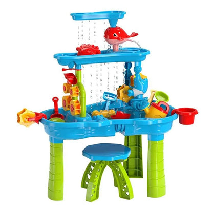 US Local Kid Sand Water Table Toddler Water Activity Table Rain Showers Play Table Toy For 3-6 Years Old Sensory Exercise Friendship Building