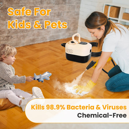 US Local 1500W Handheld High Temperature And Pressure Steamer Cleaner With 1200ML Tank 8 Accessories 6 Steam Levels Digital Display Handle Control For Dirt Grease Grout Tile Floor Couch Car