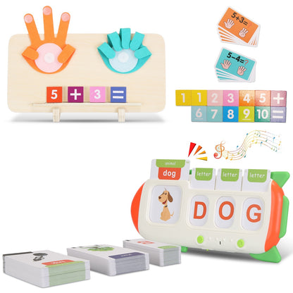 US Local Talking Flash Cards And Finger Counting Math Board Interactive Learning Toys For Kids Aged Over 3 Number Alphabet Words Song Learning
