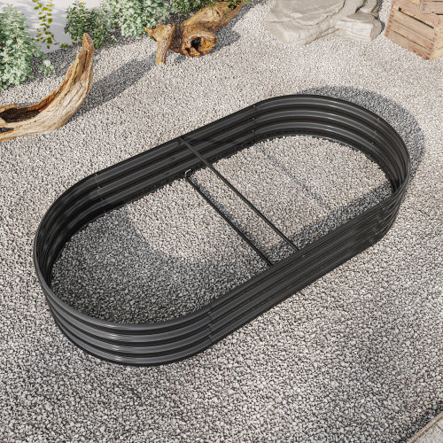 US Local Raised Garden Bed Outdoor, Oval Large Metal Raised Planter Bed For For Plants, Vegetables, And Flowers - Black