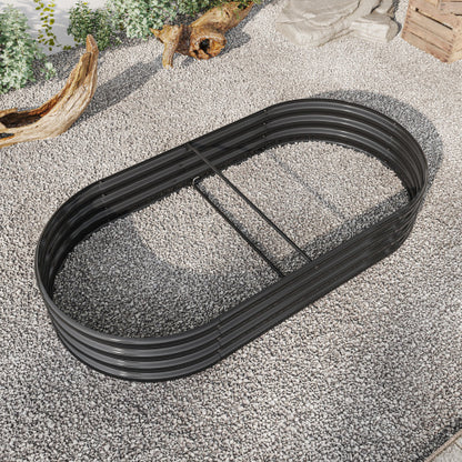 US Local Raised Garden Bed Outdoor, Oval Large Metal Raised Planter Bed For For Plants, Vegetables, And Flowers - Black