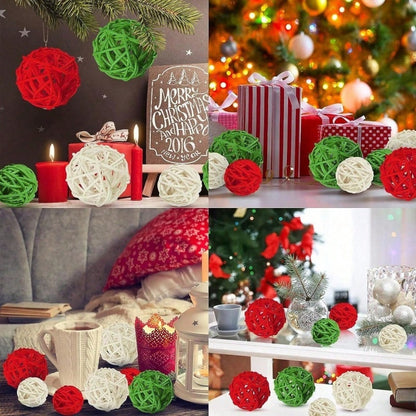 US Local 30 Pcs Christmas Rattan Balls Decorations Christmas Wicker Balls Decorative For Christmas Home Decor DIY Vase Bowl Filler Ornament Table Decoration