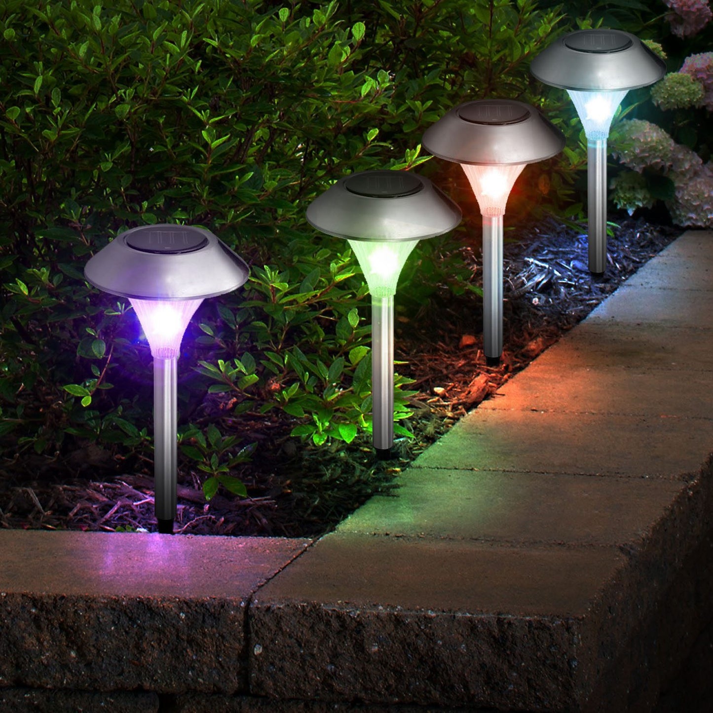 US Local 24 Pcs 12Pcs 8Pcs 4Pcs Solar Garden Lights IP44 Waterproof 7 Color Changing For Yard Driveway Walkway