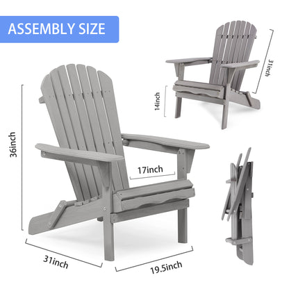 US Local Wooden Garden Outdoor Lounge Patio Chair Wooden Folding Adirondack Chair 2-piece Set