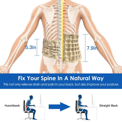 US Local 1 Pc Decompression Back Belt Lumbar Spine Support Lower Back Air Traction Device With Extension Pad For Men Women Pain Relief Fit For All Waist