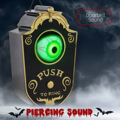 HOMCOM 7.1 Halloween Decoration, Animatronic Doorbell With Simulation Light-up Eyeball, Sound And Motion Activated Animated Prop W  Piercing Doorbell Sound