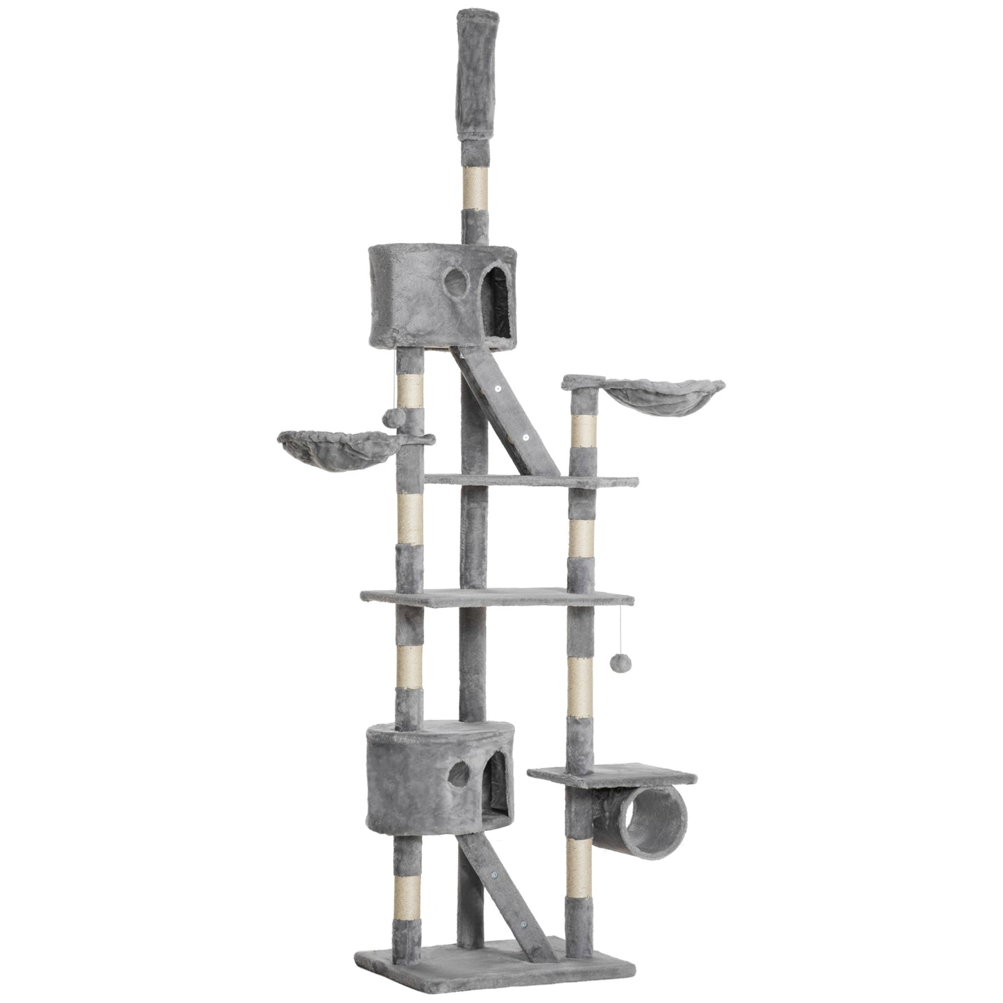 US Local Floor Standing Cat Tree 94.5-10.25 Inch Height Adjustable Cat Climbing Tower, Apartment Hammock