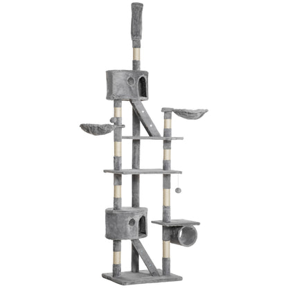 US Local Floor Standing Cat Tree 94.5-10.25 Inch Height Adjustable Cat Climbing Tower, Apartment Hammock