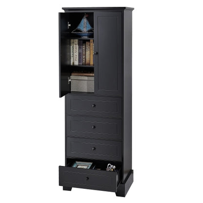 US Local Cabinet With 2 Doors And 4 Drawers For Bathroom, Office