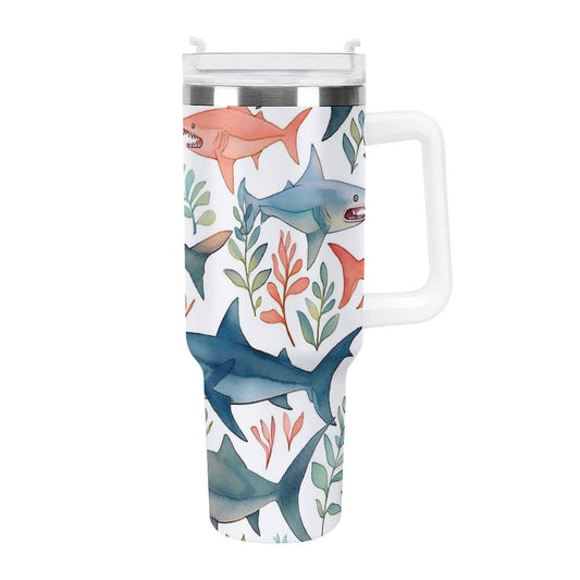 PHDT00215 POD US Local Tumbler 40oz Large Capacity Car Cup Ocean Shark