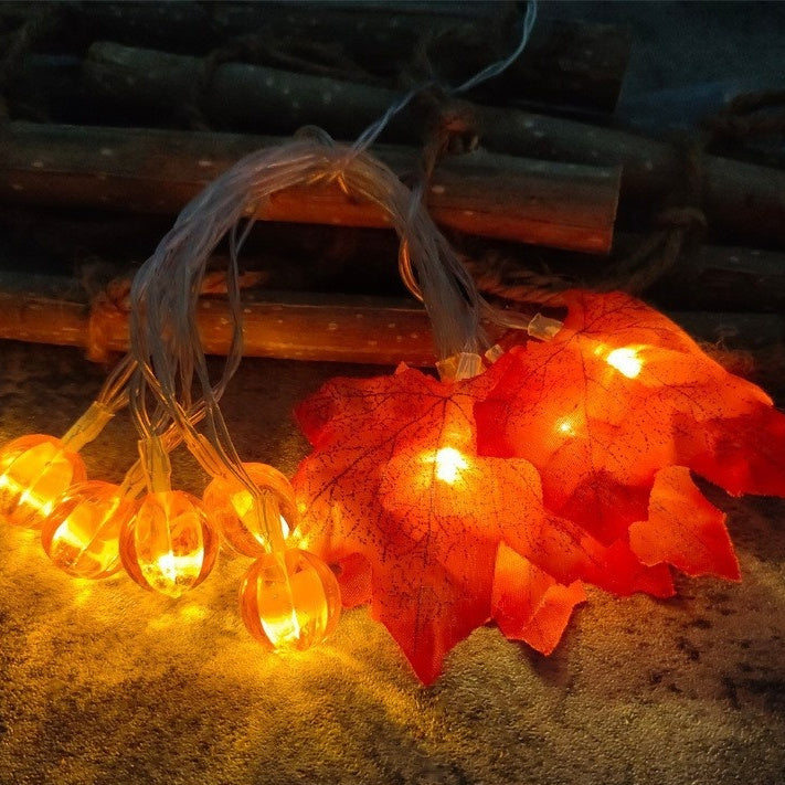 Led Maple Leaf Pumpkin Lighting Chain Thanksgiving Decoration Flashing Light