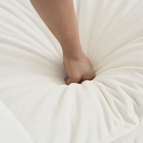 US Local Mid-Century Modern Couch 3-Seater Sofa With 2 Armrest Pillows And 3 Toss Pillows, Couch For Living Room White Chenille