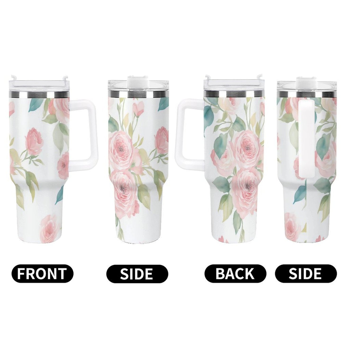 PHDT00428 POD US Local Tumbler 40 oz Large Capacity Car Cup Pink, Flowers