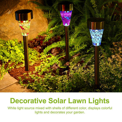 6Packs Mosaic Solar Pathway Lights IP44 Waterproof For Yard Driveway Walkway