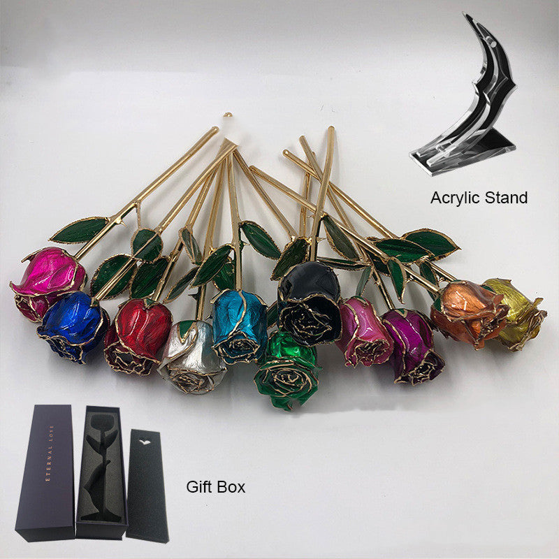 Valentine's Day Mother's Day Teacher's Day Colored Gilded Rose Crafts