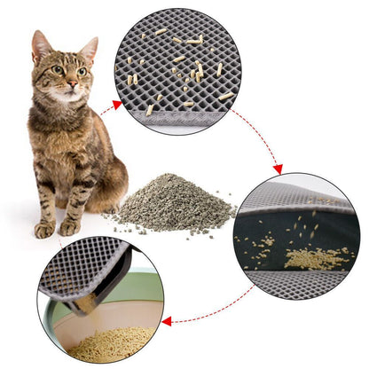 US Local Kitty Cat Litter Mat Trapping Honeycomb Double Layer Design Waterproof Double Layer EVA Cat Litter Pad Waterproof Non-slip Sand Basin Filter Kitten Dog Washable Mattress