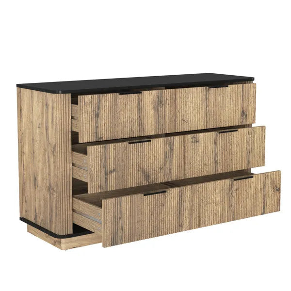 US Local Modern Multi-functional Six-drawer MDF Cabinet,The Perfect Combination Of Rounded Corners And Multifunctional Design, With Product Dimensions