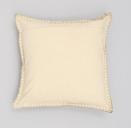 US Local Stonewashed Cotton Velvet Throw Pillow With Decorative Handstiched Edges-19X19 Inch