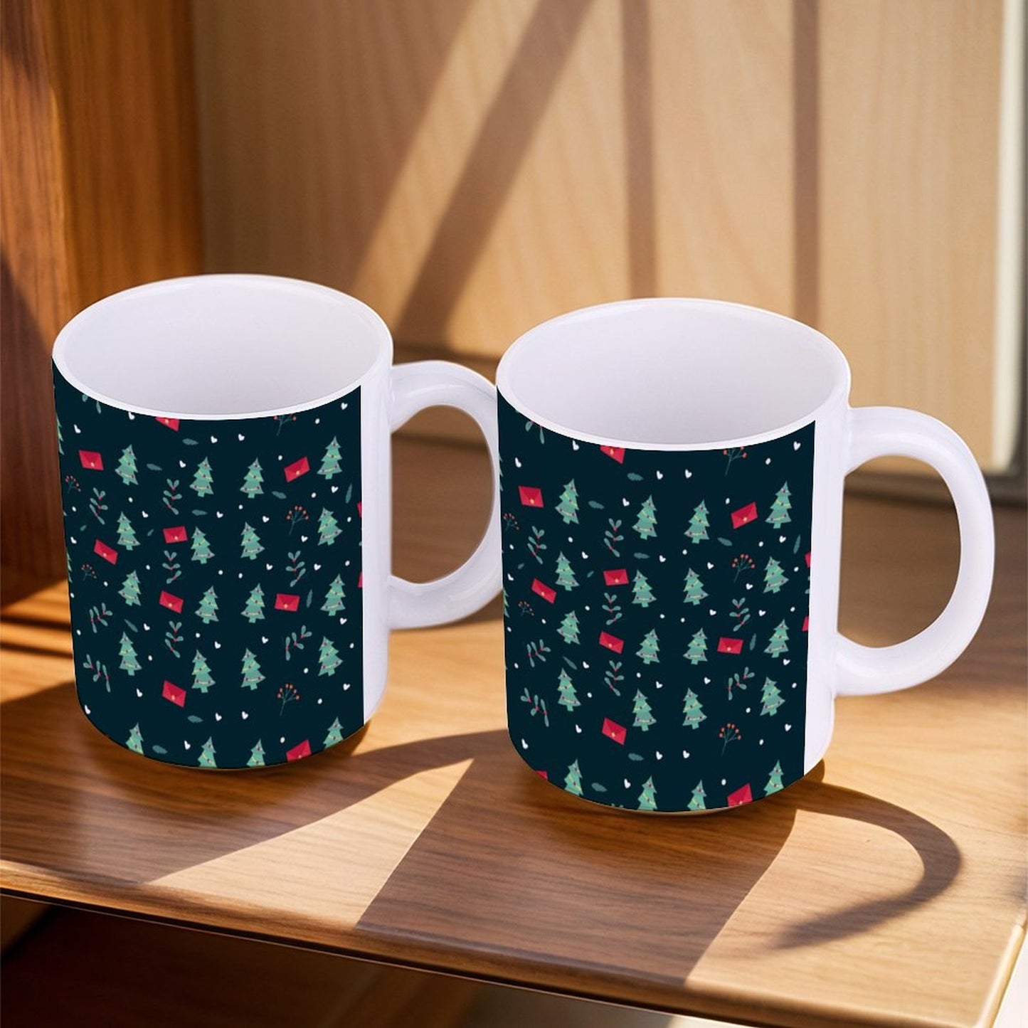 POD US Local White mug with full print, Christmas Tree Green 0040