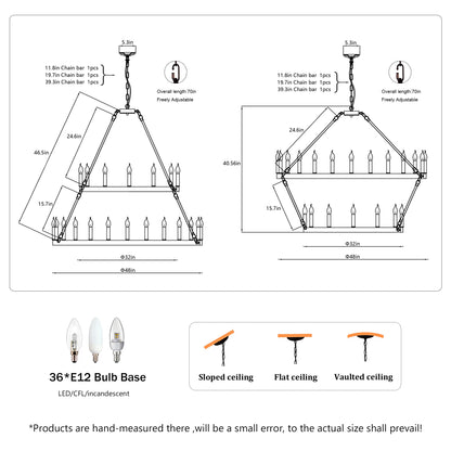 US Local 2 Tiers Wagon Wheel Chandelier Wooden Farmhouse 36-Light Black Metal Chandeliers 2-Story Light Fixtures Industrial For High Ceiling Living Dining Room Foyer. Adjustable Height