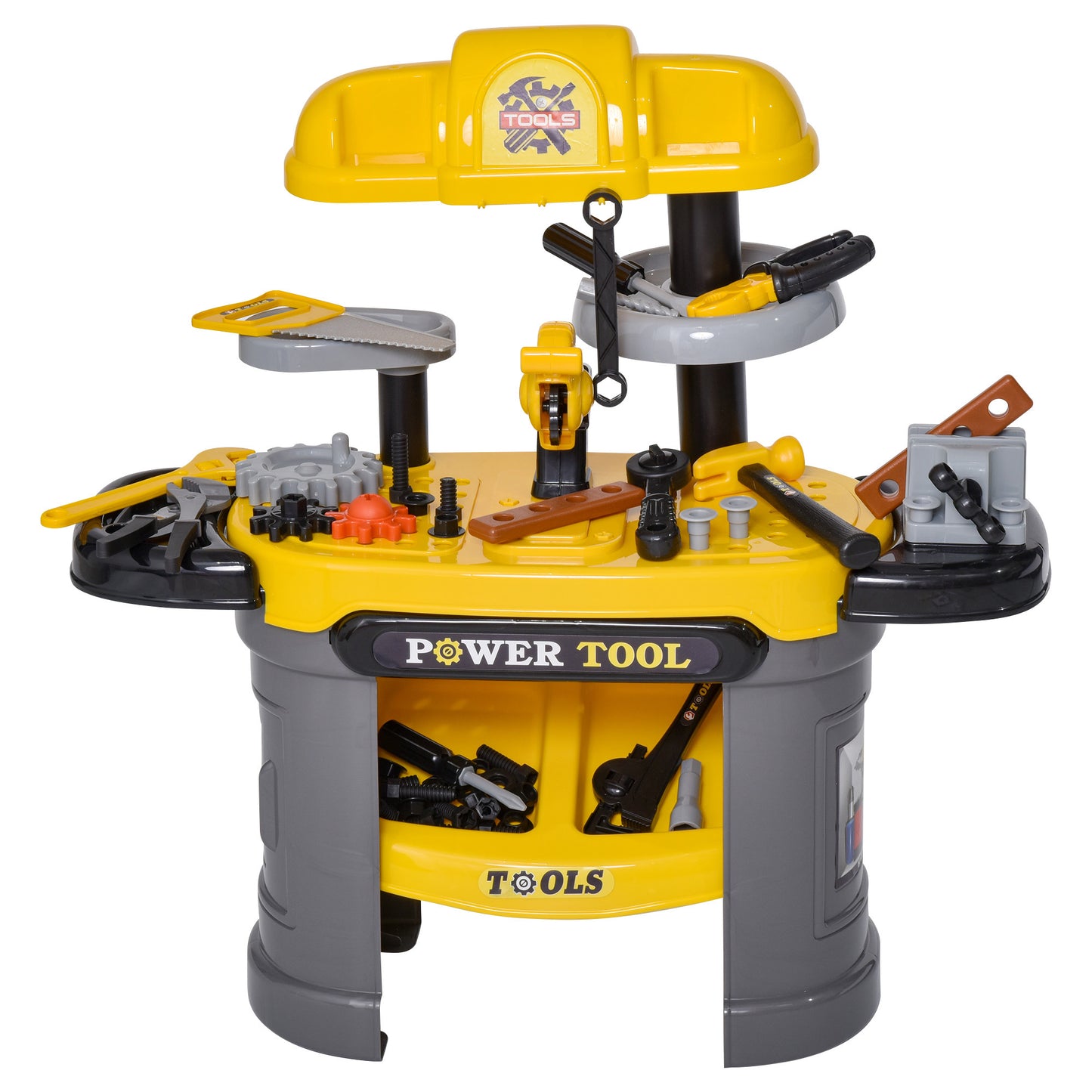 US Local Play Toy Workbench for Kids 64 Pieces Tools Plus Case Storage Shelf Construction Tool Accessories Playset Construction Pretend Play Toy Kit