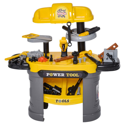 US Local Play Toy Workbench for Kids 64 Pieces Tools Plus Case Storage Shelf Construction Tool Accessories Playset Construction Pretend Play Toy Kit