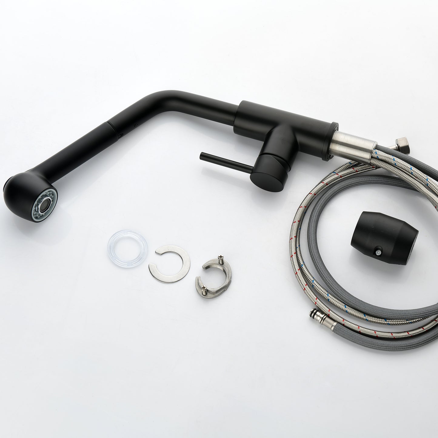 US Local Stainless Steel Matte Black Single Handle Pull Out Spray, Kitchen Faucet