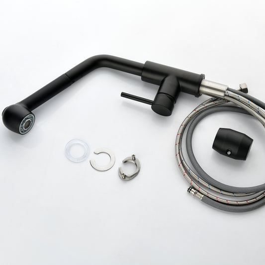US Local Stainless Steel Matte Black Single Handle Pull Out Spray, Kitchen Faucet