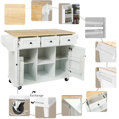 US Local Kitchen Trolley With Rubberwood Folding Leaf Countertops