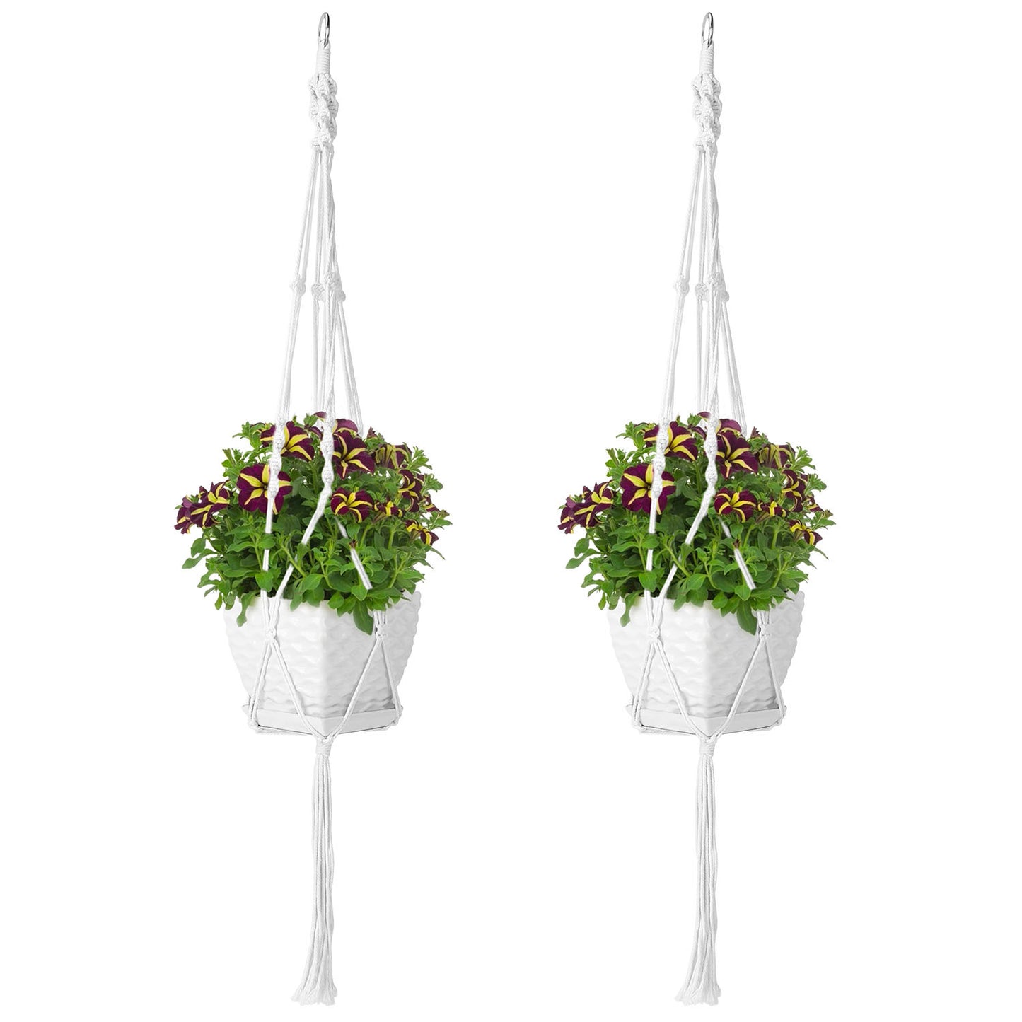 US Local 2Pcs Plant Hanger Flowerpot Net Bag 40in Cotton Rope Plant Hangers 4Legs Plant Hanger Fit For Round Or Square Plant Pot