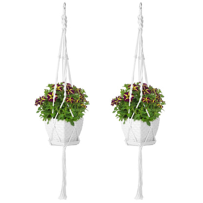 US Local 2Pcs Plant Hanger Flowerpot Net Bag 40in Cotton Rope Plant Hangers 4Legs Plant Hanger Fit For Round Or Square Plant Pot
