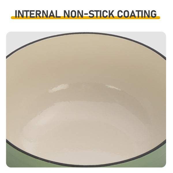 US Local Cast Iron 6QT Cookware Gradient Green With Two Silicone Gloves Enameled Pot