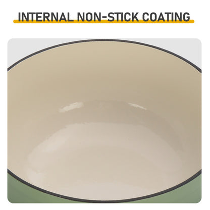 US Local Cast Iron 6QT Cookware Gradient Green With Two Silicone Gloves Enameled Pot