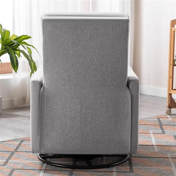 US Local Modern Upholstered Rocker Nursery Chair Plush Seating Glider Swivel Recliner Chair, Gray