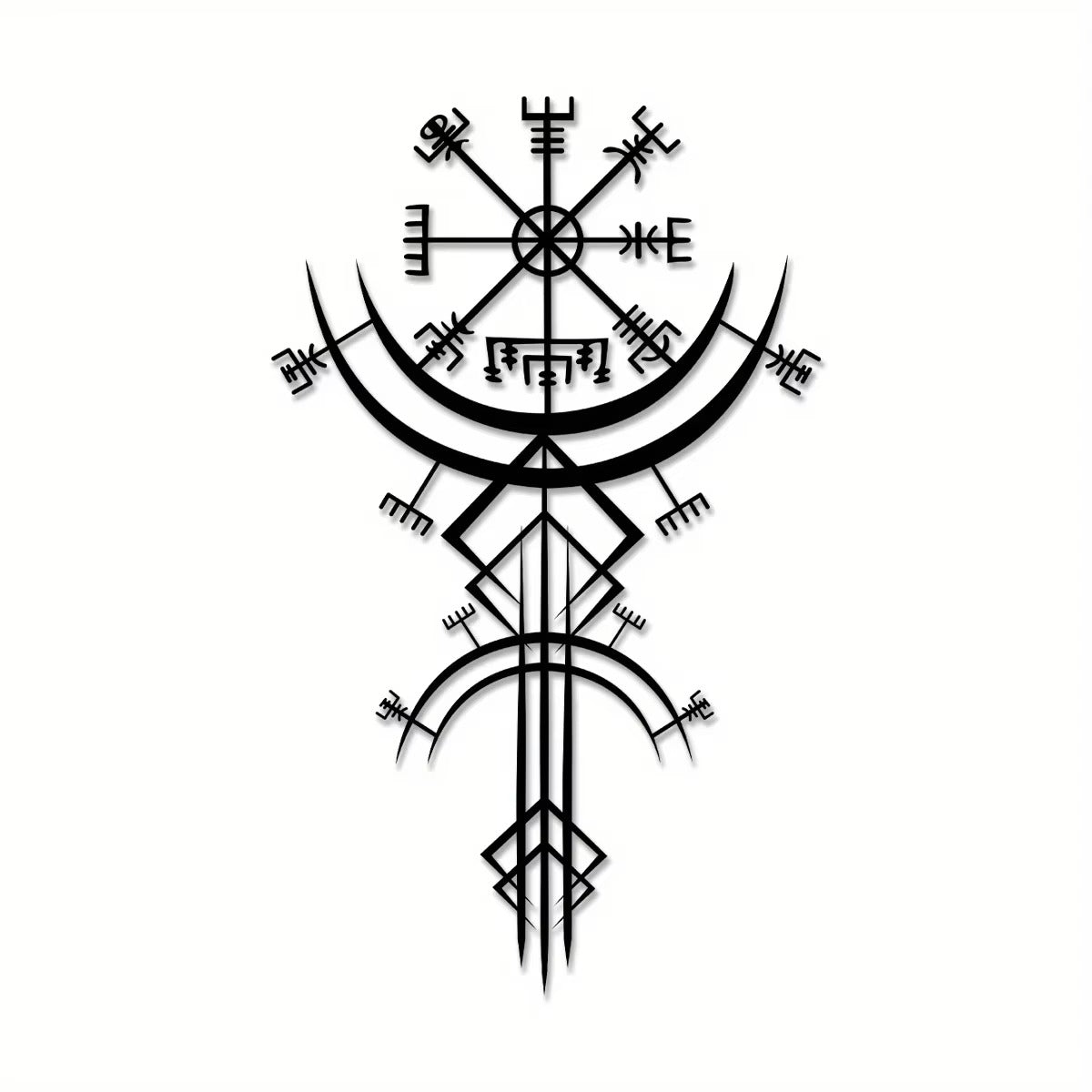 US Local Viking Metal Wall Art – Norse Rune Wall Decor, Medieval Nordic Mythology Iron Hanging, Unique Viking Gift for Men, Home & Office Metal Sign – Black Gothic Decor for Halloween, Bedroom, Living Room, B